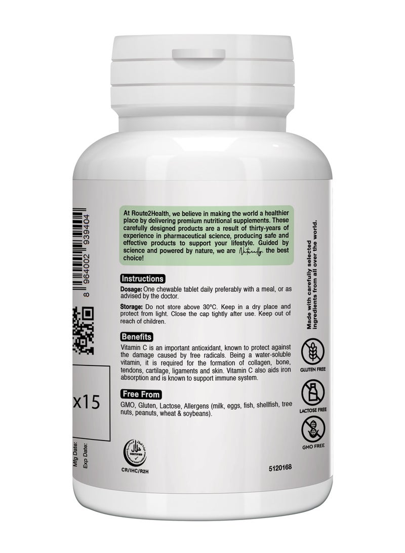Route2Health Route 2 Health Vitamin C 500 mg Chewable Tablets - 30 Count – Immune Support, Antioxidant Protection, Delicious Orange and Lime Flavor – Ideal for Daily Use, Supports Skin Health and Overall Wellness - Image 2