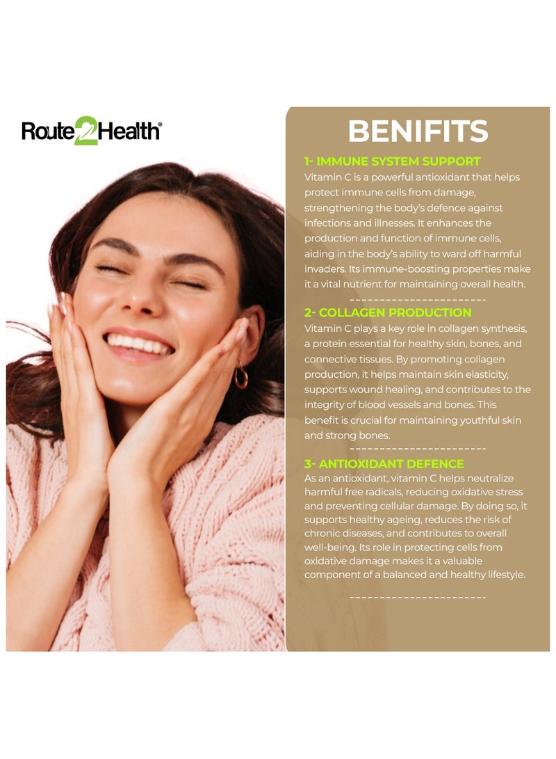 Route2Health Route 2 Health Vitamin C 500 mg Chewable Tablets - 30 Count – Immune Support, Antioxidant Protection, Delicious Orange and Lime Flavor – Ideal for Daily Use, Supports Skin Health and Overall Wellness - Image 5