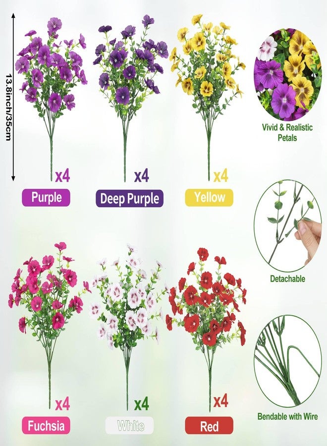 Besteek 24 Bundles Artificial Flowers for Outdoors Fake Silk Flowers UV Resistant Faux Plants Eucalyptus for Spring Summer Decoration Planters Table Vase Garden Yard Porch Window Home, Multicolor - Image 2