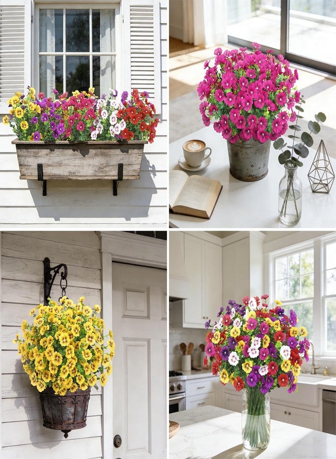 Besteek 24 Bundles Artificial Flowers for Outdoors Fake Silk Flowers UV Resistant Faux Plants Eucalyptus for Spring Summer Decoration Planters Table Vase Garden Yard Porch Window Home, Multicolor - Image 5
