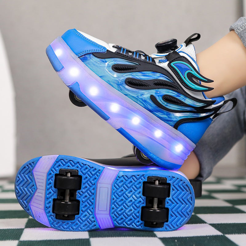Affordable Kids' Roller Skates Wholesale - 4-Wheel Transforming Glowing Skateboard for Girls and  Boys - Image 3