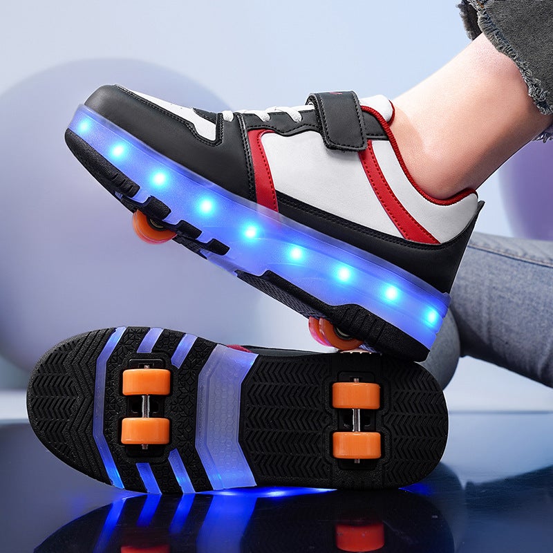 Affordable Kids' Roller Skates Wholesale - 4-Wheel Transforming Glowing Skateboard for Girls and  Boys - Image 1