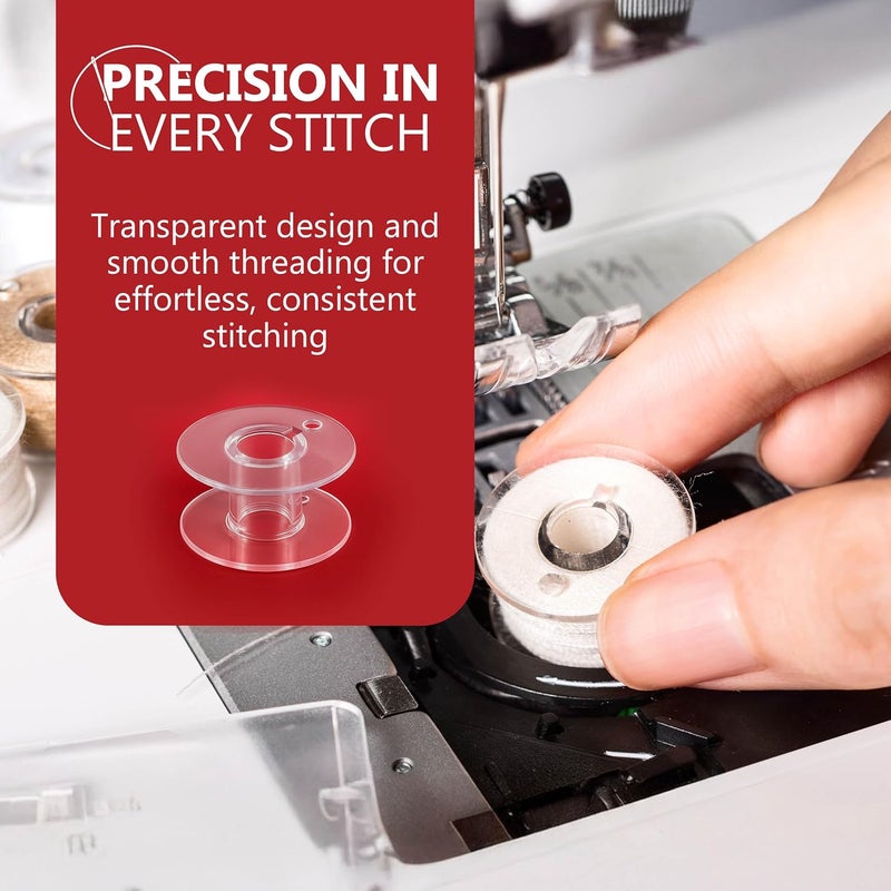 Sewphee 20 Pcs Sewing Machine Bobbins - Premium Class 15 Bobbin - Fits Singer Sewing Machine Accessories - Plastic Bobbins Precision Made in Taiwan (81348) - Image 2