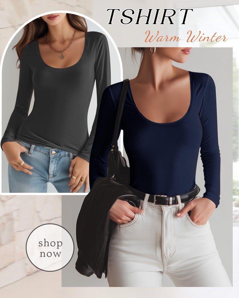 Riyiper 3 Pack Women's Scoop Neck Tops Long Sleeve Slim Fitted Shirts Casual Basic Tunic Fall Trendy Y2k Tight Tees(Navy Blue, Dark Gray, Black,Medium) - Image 4