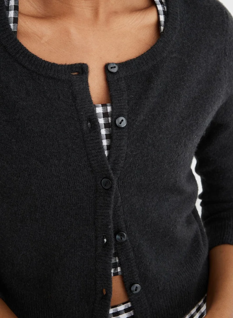Aerie V-Neck Button Detail Cardigan