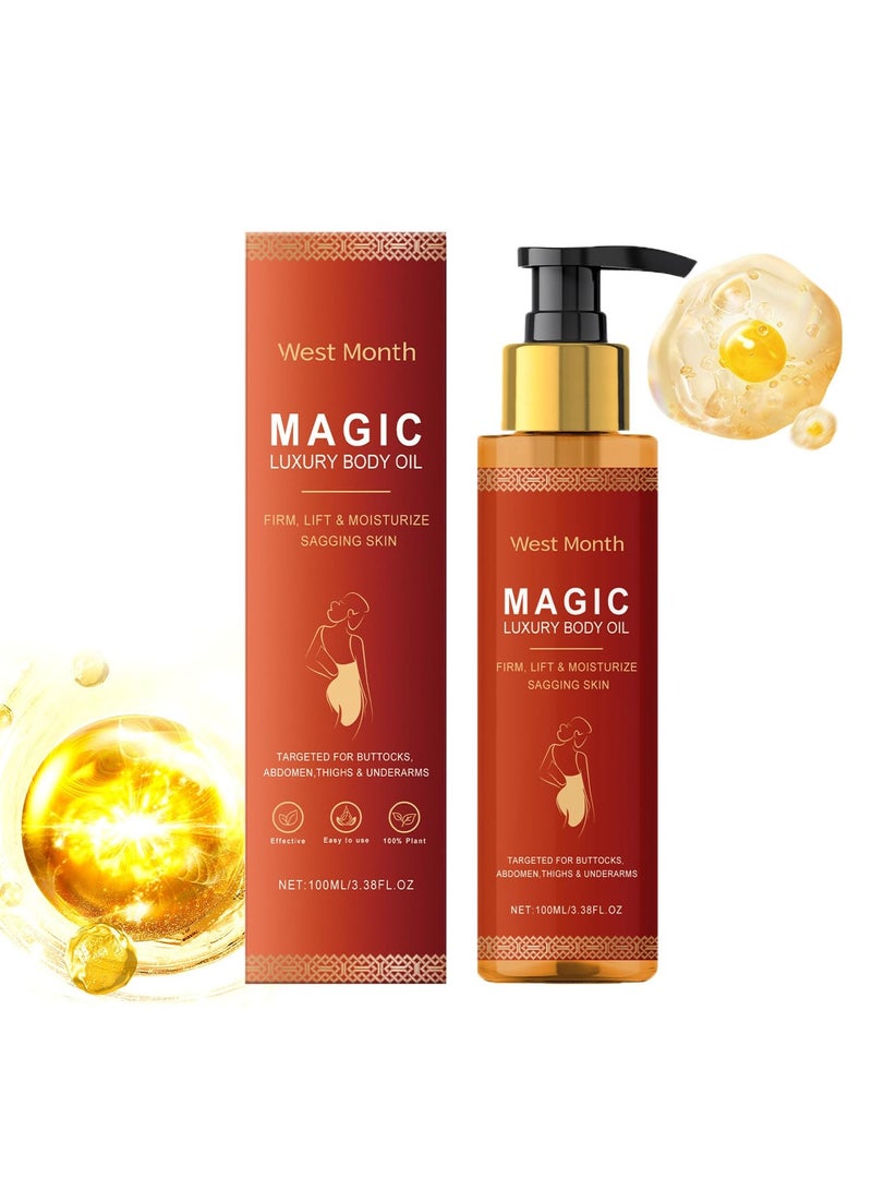 القمر الغربي زيت تثبيت الجسم السحري ، زيت الجسم الفاخر السحري للجلد ، ترطيب وتثبيت زيت الجسم لاستخدام الجسم الكامل (1 قطعة) - Image 1