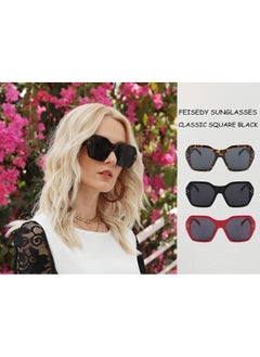 فيسيدي نظارات شمسية مربعة للنساء نظارات شمسية مربعة سميكة بإطار سميك UV400 B2741  - Image 3