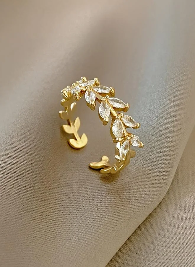 Take Two Crystal Leaf Ring