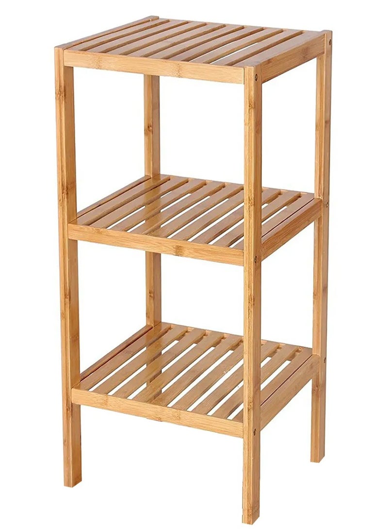 DubaiGallery 3-Layers Bamboo Multifunctional Rack, Towel Shelf Kitchen Corner Storage Plant Flower Rack Organizer - Image 2