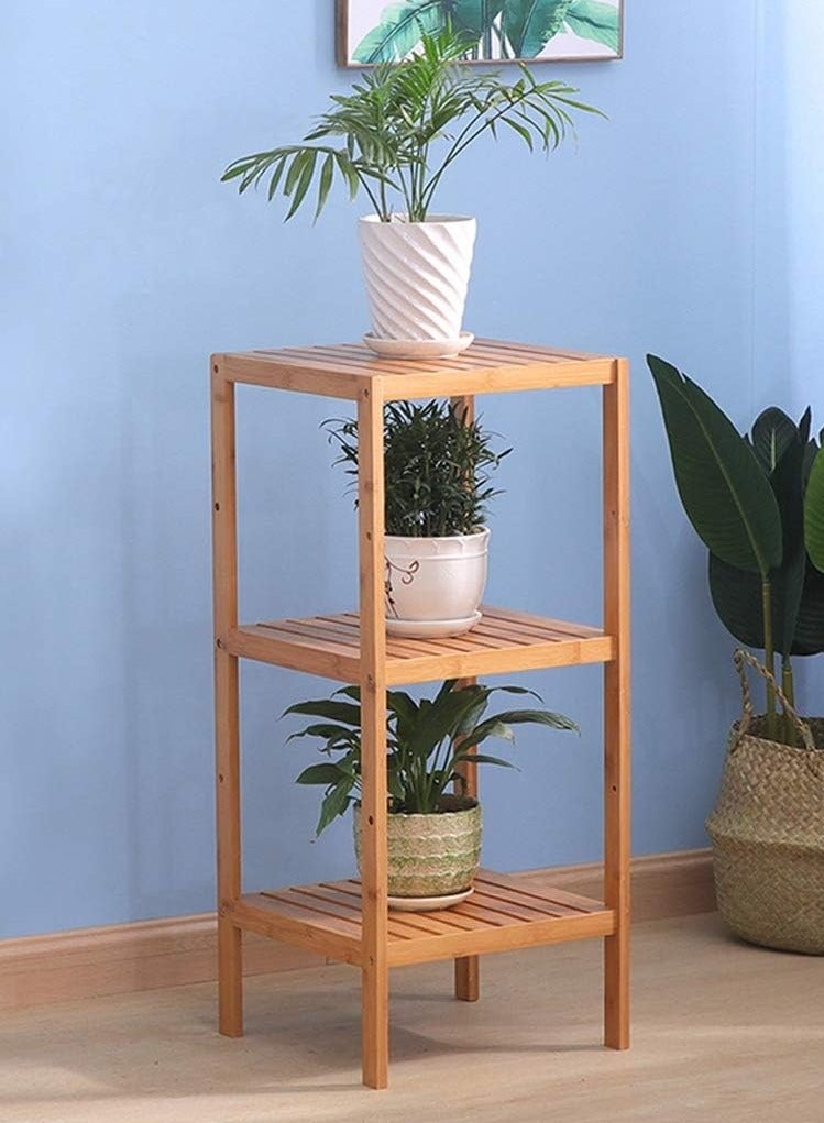 DubaiGallery 3-Layers Bamboo Multifunctional Rack, Towel Shelf Kitchen Corner Storage Plant Flower Rack Organizer - Image 4