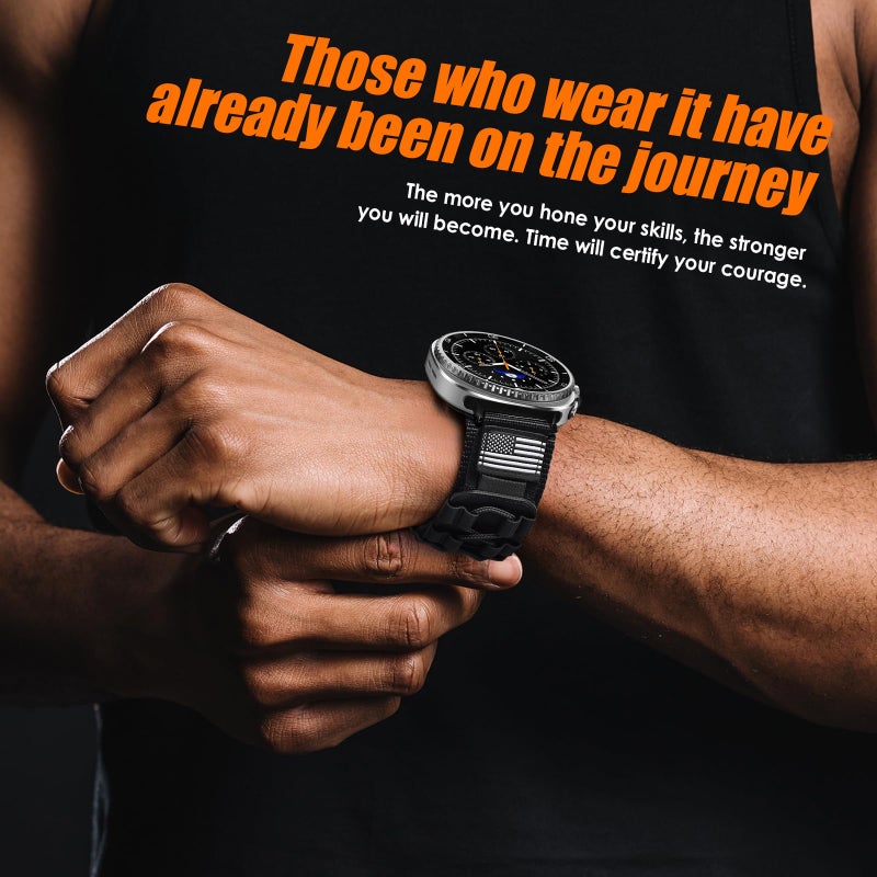MOFREE Compatible with Samsung Galaxy Watch 8 Classic 46mm/Galaxy Watch 8 40mm 44mm,Rugged Nylon Woven Loop Sport Adjustable Strap Replacement Wristband for Samsung Galaxy Watch 8 Bands for Men Black - Image 3