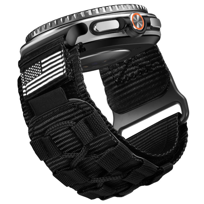MOFREE Compatible with Samsung Galaxy Watch 8 Classic 46mm/Galaxy Watch 8 40mm 44mm,Rugged Nylon Woven Loop Sport Adjustable Strap Replacement Wristband for Samsung Galaxy Watch 8 Bands for Men Black - Image 2