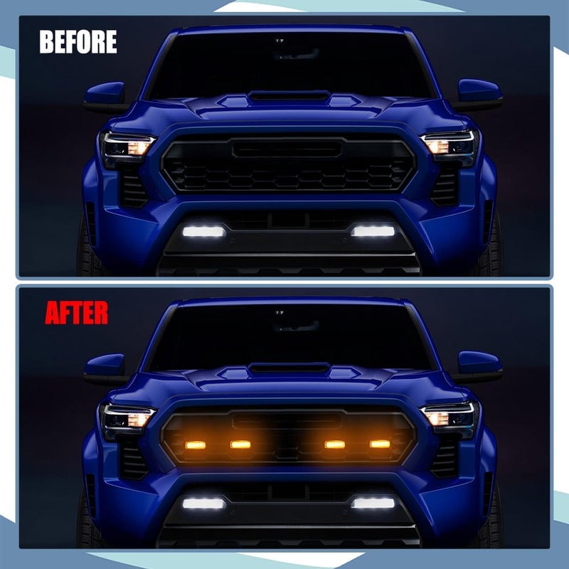 4 LED Grill Lights, Bright Amber LED Lights with Wiring Harness, Waterproof Front Grill Lights, Replacement Exterior Vehicle Grille Lights for Front Grille - Image 5