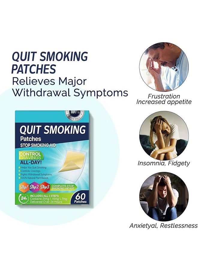 YOOJ - Quit Smoking Patches Step 1 2 3 Stop Smoking Aids Patches, 30 Count Quit Smoking Stickers That Work with 2 Weeks, Anti Smoking Patches 60mg - Image 1