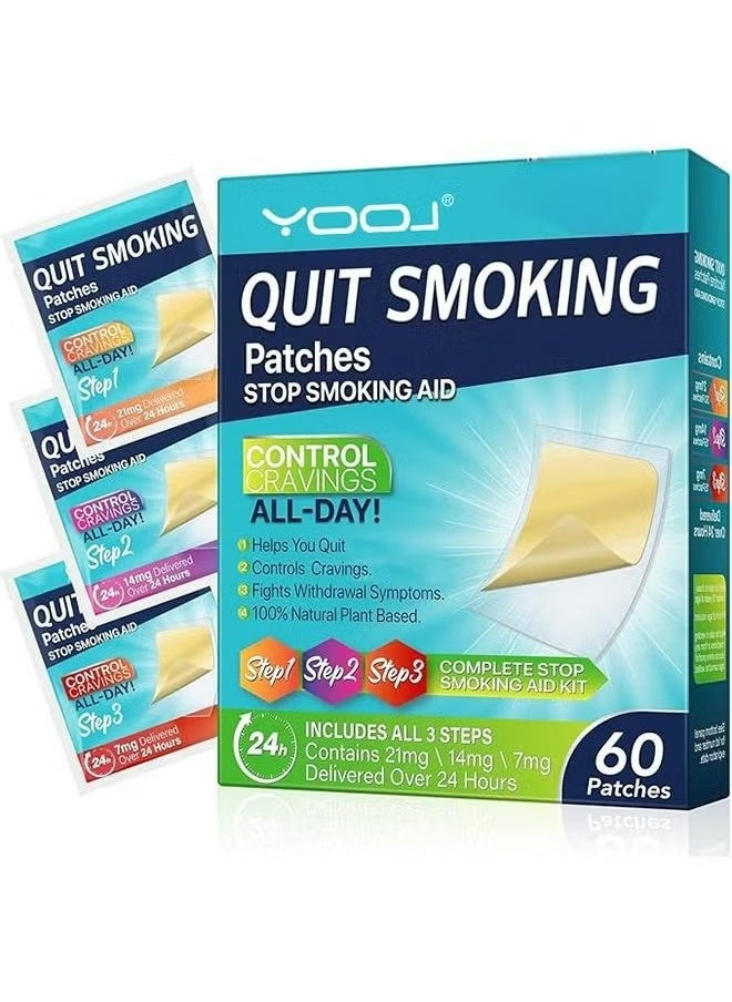 YOOJ Quit Smoking Patches Step 1 2 3 Stop Smoking Aids Patches, 30 Count Quit Smoking Stickers That Work with 2 Weeks, Anti Smoking Patches 60mg  - Image 1