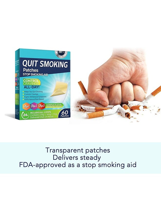 YOOJ - Quit Smoking Patches Step 1 2 3 Stop Smoking Aids Patches, 30 Count Quit Smoking Stickers That Work with 2 Weeks, Anti Smoking Patches 60mg - Image 1