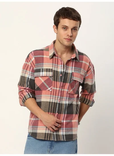 Beyoung Pink Recycled Plaid Flannel Shirt