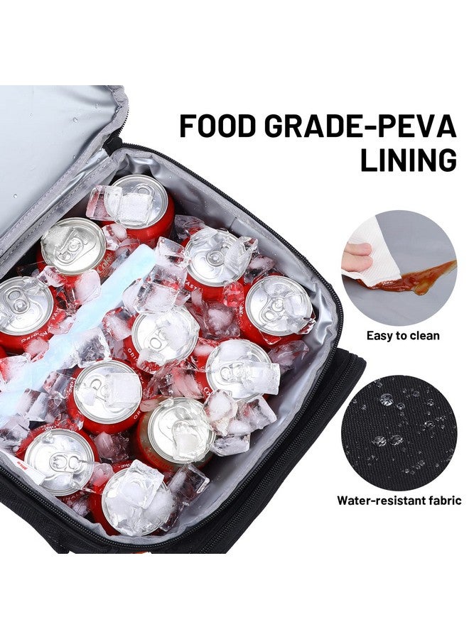 MIER Mens Insulated Lunch Box, Dual Compartment Large Lunch Bag Coolers with Shoulder Strap for Men Women Adult to Office Work, Picnic, Travel, Outdoors, Black - Image 4