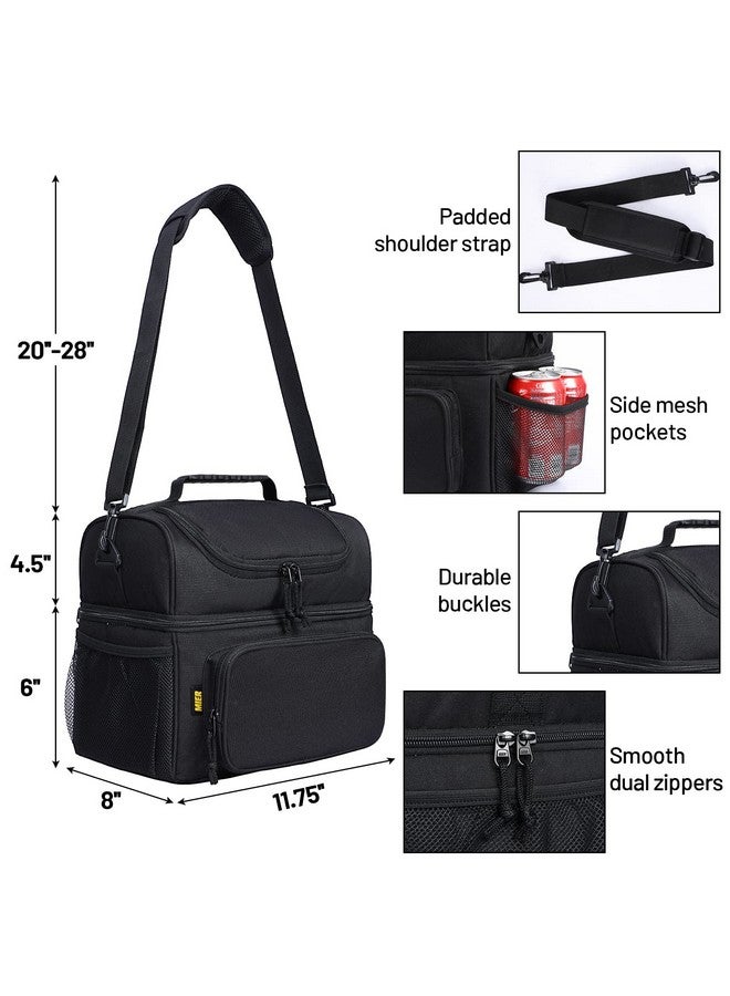 MIER Mens Insulated Lunch Box, Dual Compartment Large Lunch Bag Coolers with Shoulder Strap for Men Women Adult to Office Work, Picnic, Travel, Outdoors, Black - Image 5