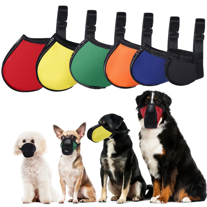 Shinylin 6 Sizes Dog Muzzle, Basket Air Mesh Muzzles Breathable Adjustable Full Coverage Dog Muzzle Cover for Small Medium Large Dogs, Anti Biting Barking Chewing(Snap Fastener) - Image 1