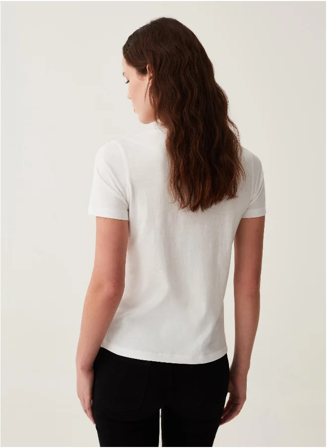 او في اس T-shirt with peach blossom foil print