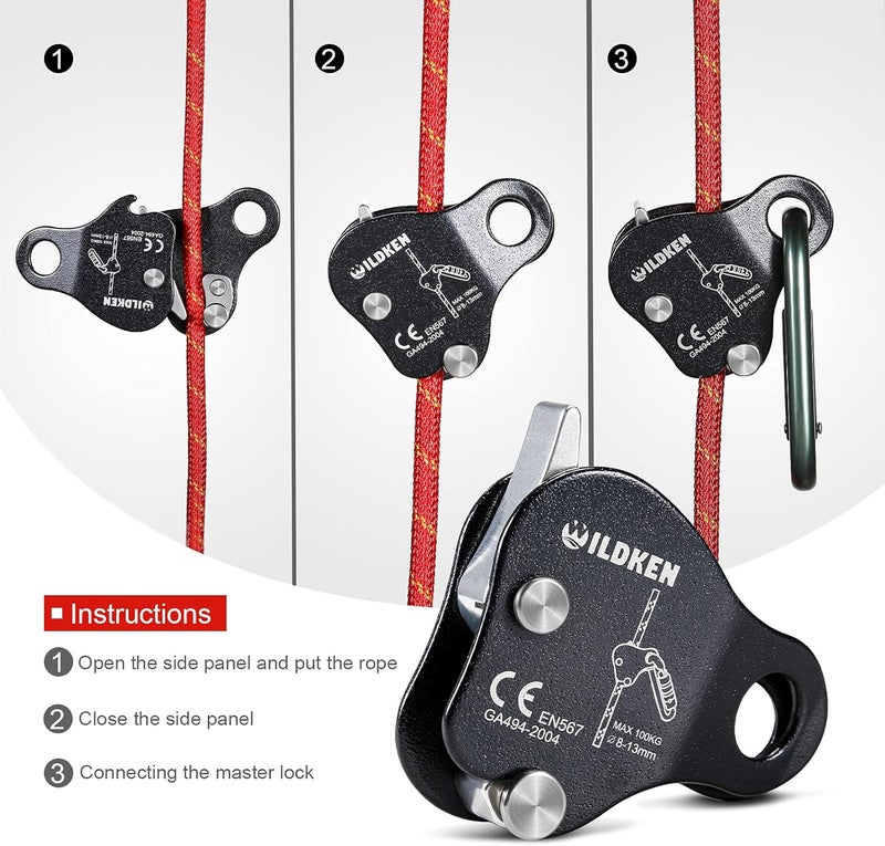 WILDKEN Climbing Ascender Fall Protection Belay Device Climbing Rope Grab for Rock Climbing Mountaineering Tree Arborist Expedition Caving Rescue Aerial Work - Image 4