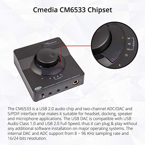 Syba Sonic 24bit 96KHz USB DAC Stereo Headphone Amplifier 2 Stage EQ Digital/Coaxial Output and RCA Output SD-DAC63116 - Image 3