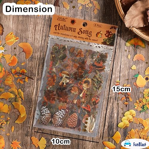 FunBlast Kawaii Sticker Set - 2 Packets, 250+ Stickers for Kids, Retro Seasons Stickers, Nature Autumn Leaves Bufferfly Mushroom Decorative Stickers, Self Adhesive, Japanese Style Sticker (Multicolor) - Image 4