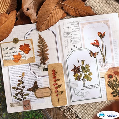 FunBlast Kawaii Sticker Set - 2 Packets, 250+ Stickers for Kids, Retro Seasons Stickers, Nature Autumn Leaves Bufferfly Mushroom Decorative Stickers, Self Adhesive, Japanese Style Sticker (Multicolor) - Image 2