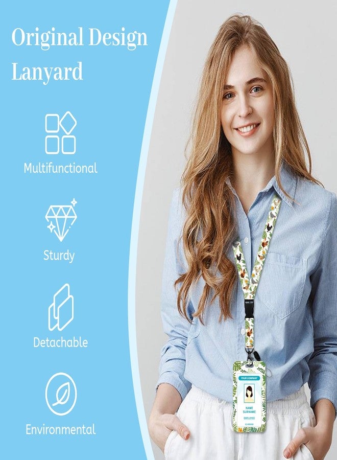 Hancynir Funny Chicken Lanyards for Id Badges, Cute Badge Holder with Retractable Reel Clip, Work Name Tag Keychain Lanyard with ID Holder for Women Teacher Nurse Office - Image 2