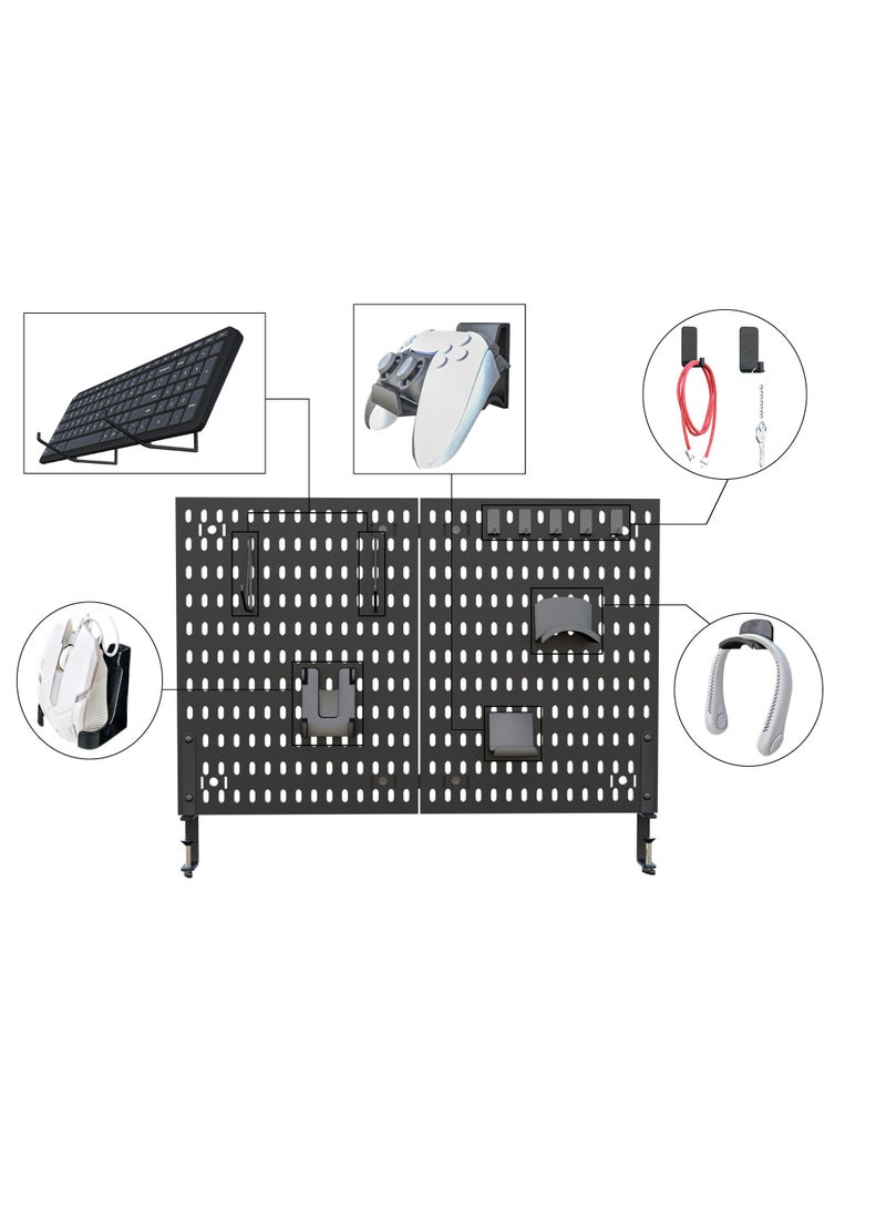 E COMMERCE  BAG Gaming Set Up Organizer Pegboard Pro Gamer Desk Organizer  Wall And Table Mount Pegboard Combination Kit Keyboard, Headphone, Mouse, Controller Holder Set Multi-Functional Gaming Accessories Storage System For Gaming Room Gamer Room Ps 5 Organizer Office Table Desk Counter Top Organization Kit - Image 3