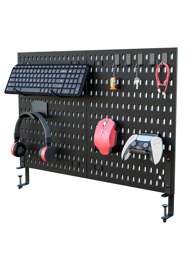 E COMMERCE  BAG Gaming Set Up Organizer Pegboard Pro Gamer Desk Organizer  Wall And Table Mount Pegboard Combination Kit Keyboard, Headphone, Mouse, Controller Holder Set Multi-Functional Gaming Accessories Storage System For Gaming Room Gamer Room Ps 5 Organizer Office Table Desk Counter Top Organization Kit - Image 2