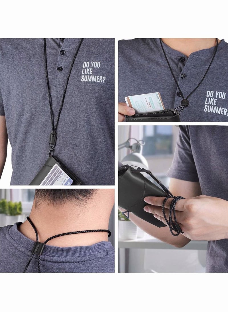 SYOSI Lanyard for Key, SYOSI 2 Pack of Leather Lanyard Neck Strap with Strong Metal Clip for ID Card Badge Holder, Keys, Cell Phone, Mini Notebook Unisex (Black 2 Lanyards) - Image 2