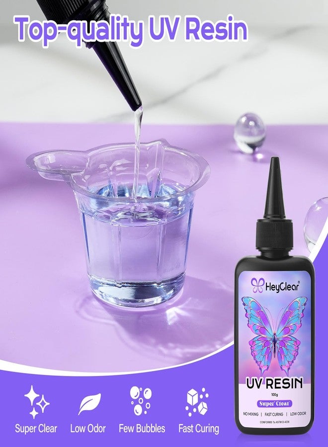 HeyClear UV Resin Molds Jewelry Making Kit with UV Lamp and Casting Tools -300g Super Clear, Hard, Low Odor, Premixed and Fast Curing for Keychains, Earrings, DIY Craft Decorations - Image 5