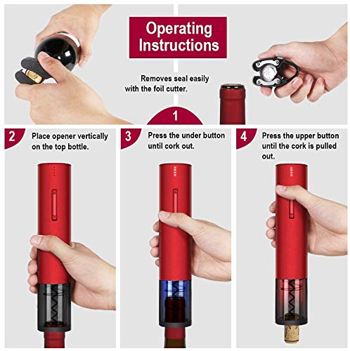 FEELING MALL FEELING MALL Electric Wine Opener Set Automatic Wine Bottle Opener LED Light Reusable Corkscrew Gift Set with Foil Cutter for Kitchen Bar Restaurant  - Image 2