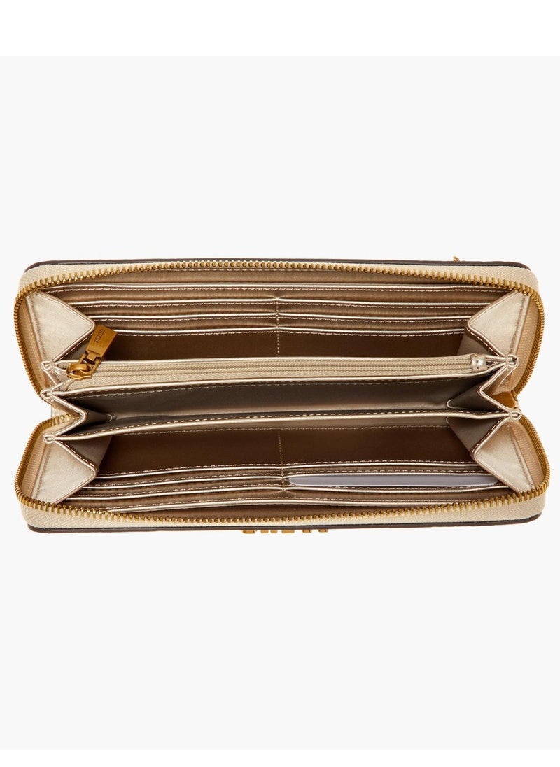 GUESS Brown Guess Women's Laurel 4G Logo Maxi Wallet with Zipper and Classic Beige Print  - Image 2