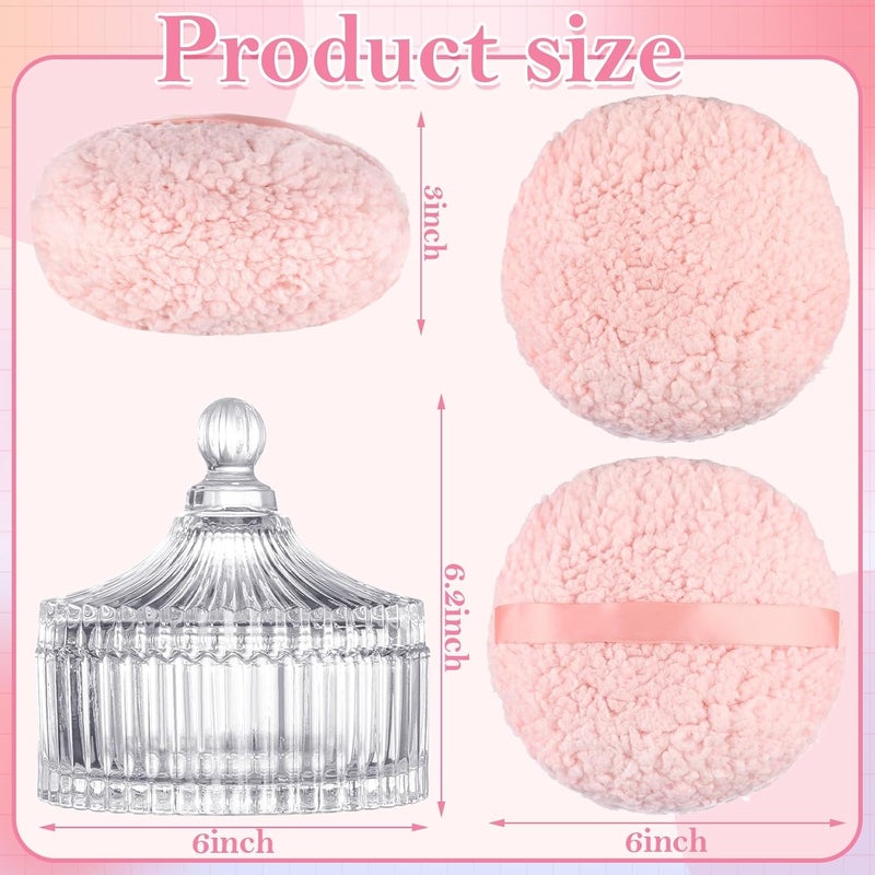 HONSIO Large Body Powder Puff and Container, 6 Inch Oversize Dust Powder Puff for Women and Baby, Fresh Scent, Fragrance Free, Paraben Free, 100 grams - Image 2