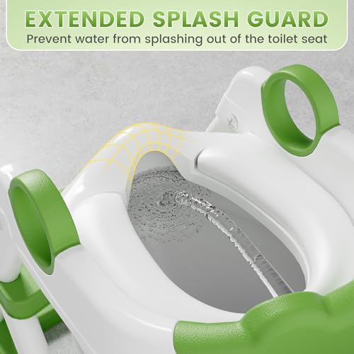 COOSEYA Frog Toilet Seat, Potty Training Seat for Toddler, Upgrade Potty Training 2 in 1 Toddler Toilet Seat for Boys Girls,Waterproof Soft Mat Non-Slip Step Stool - Image 4