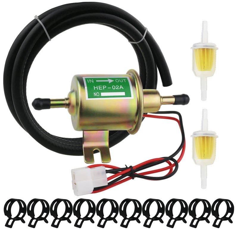Universal Electric Fuel Pump Kit for All 12V Cars Trucks Boats Carburetor Lawn Mower DC 12V 36PSI Fuel Pump 2M 516 ID Fuel Line Fuel Filters 10pcs Hose Clamp