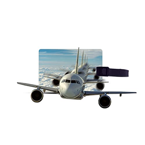 Ultra 3D Lenticular Luggage/Bag/Travel ID Label Tags for Suitcase & School Bags | Set of 2 | Flying Airplane Animation Theme - Image 1