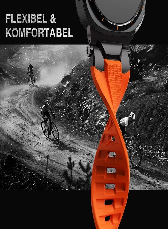 ULTIMAL Watch Band for Samsung Galaxy Watch Ultra 47mm(2024) Compatible with Samsung Watch Strap Bands for Men Sport Bands for Watch Rugged Premium TPU & Metal (Orange+Black) - Image 4