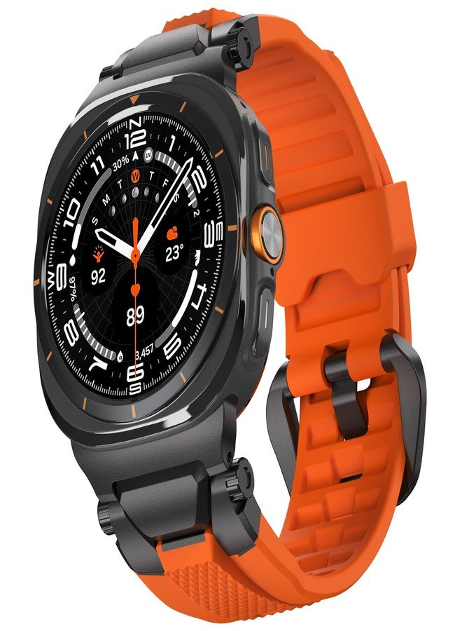 ULTIMAL Watch Band for Samsung Galaxy Watch Ultra 47mm(2024) Compatible with Samsung Watch Strap Bands for Men Sport Bands for Watch Rugged Premium TPU & Metal (Orange+Black) - Image 1