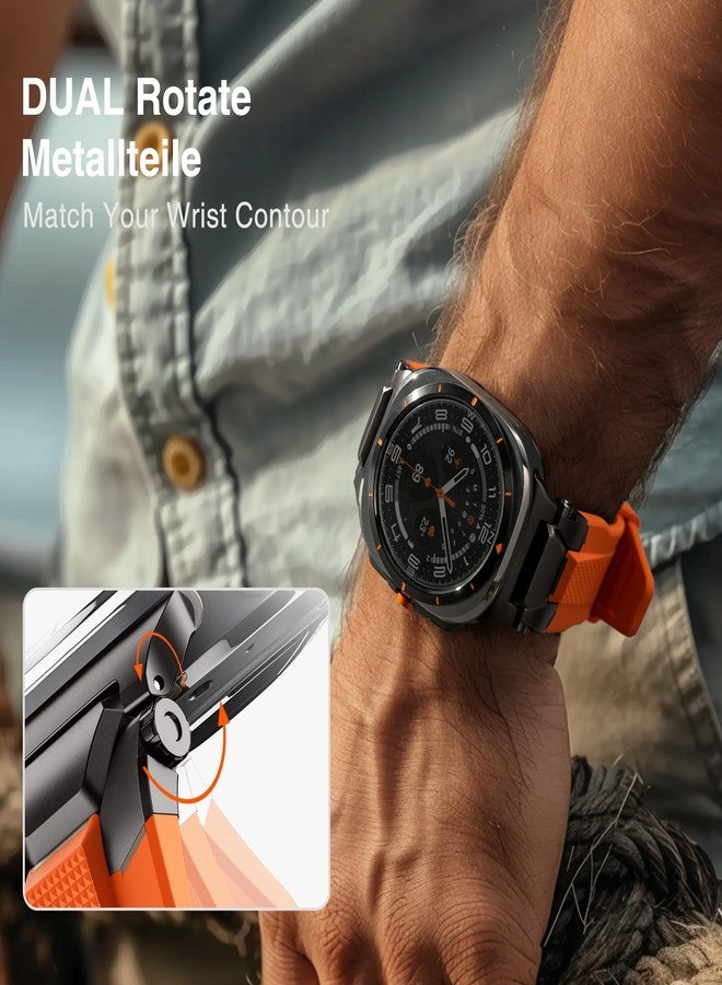 ULTIMAL Watch Band for Samsung Galaxy Watch Ultra 47mm(2024) Compatible with Samsung Watch Strap Bands for Men Sport Bands for Watch Rugged Premium TPU & Metal (Orange+Black) - Image 3