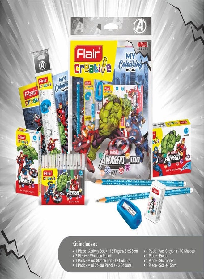 Flair Creative Series Marvel Avengers Stationery Kit | Combination of 34 Assorted Items | Smart Kit for Your Creative Need & Fun Learning | Ideal Gift Set for Kids | Pack of 1 - Image 2