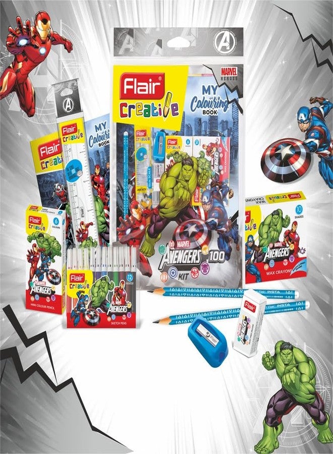 Flair Creative Series Marvel Avengers Stationery Kit | Combination of 34 Assorted Items | Smart Kit for Your Creative Need & Fun Learning | Ideal Gift Set for Kids | Pack of 1 - Image 4