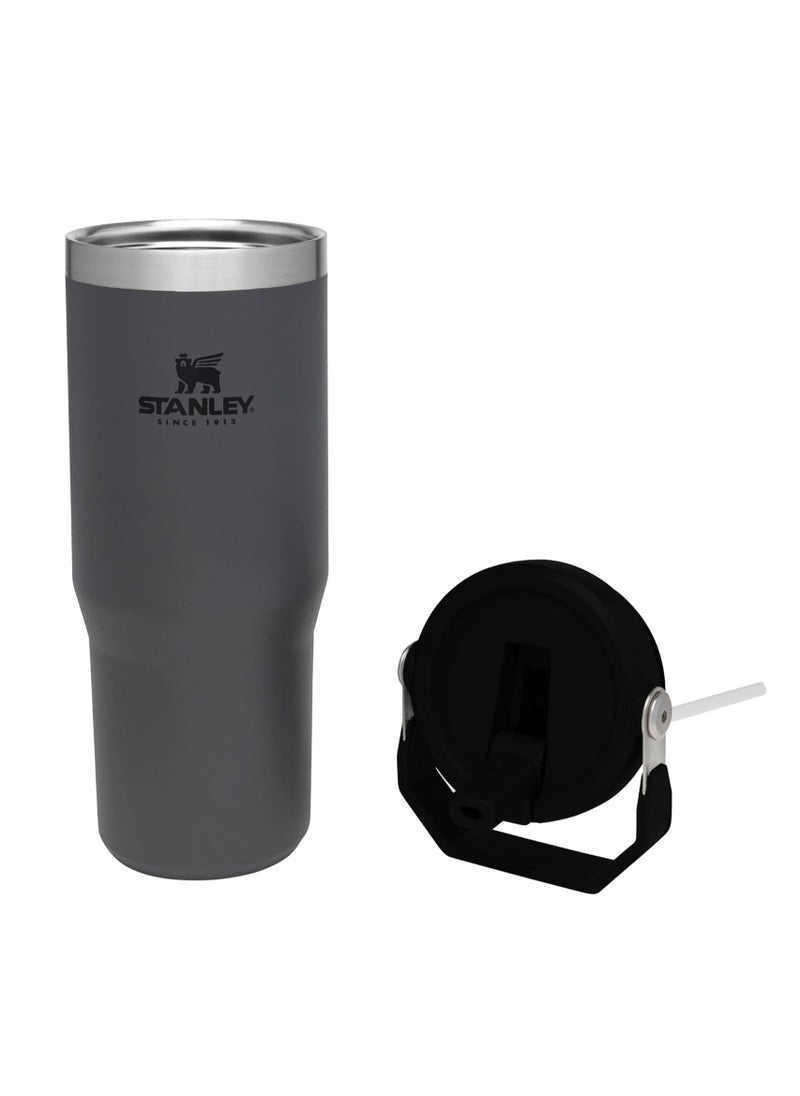 Stanley - STANLEY IceFlow Flip Straw Water Bottle, 0.88L – Vacuum Insulated, Leakproof & BPA-Free – Keeps Water Cold for 12 Hours – Durable Stainless Steel, Easy-Carry Travel Mug, Dishwasher Safe, Charcoal Color - Image 1