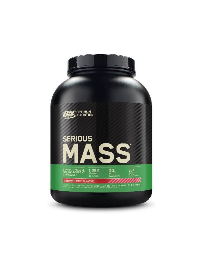 Optimum Nutrition Serious Mass High Protein Muscle Building & Weight Gainer Protein Powder, 50 Grams Of Protein, Vitamin C & Zinc, Strawberry, 6 Lbs (2.72 KG) - Image 1