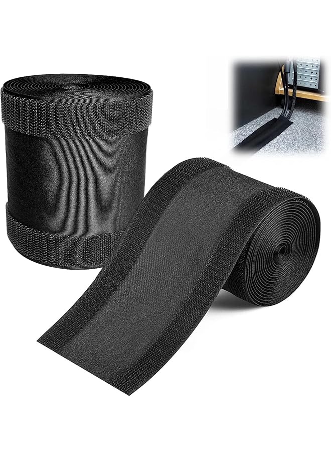 Black Floor Cable Cover Protector, 500cm*10cm Reusable Eco-Friendly Durable Cable Cord Cover, Wire Covers Hider Cables, Floor Cable Tidy Used for Home, Commercial, Office, Carpet