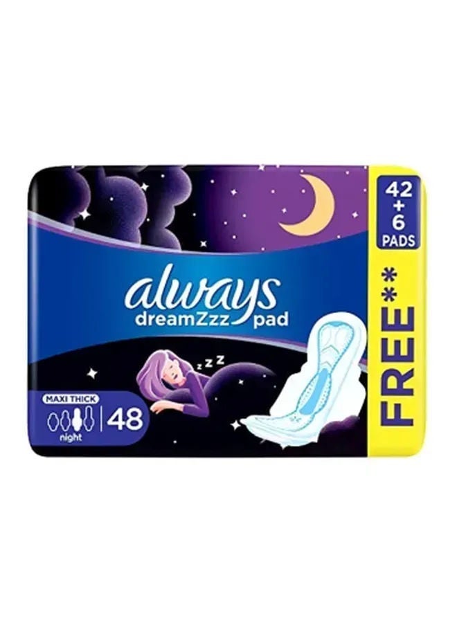 Always Dreamzzz Maxi Thick Sanitary Napkin With Wings, 48'S