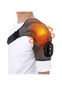 Massager Heating Shoulder Wrap Heated Pad with 3 Vibration Temperature Settings Adjustable Brace with LED Display (A)